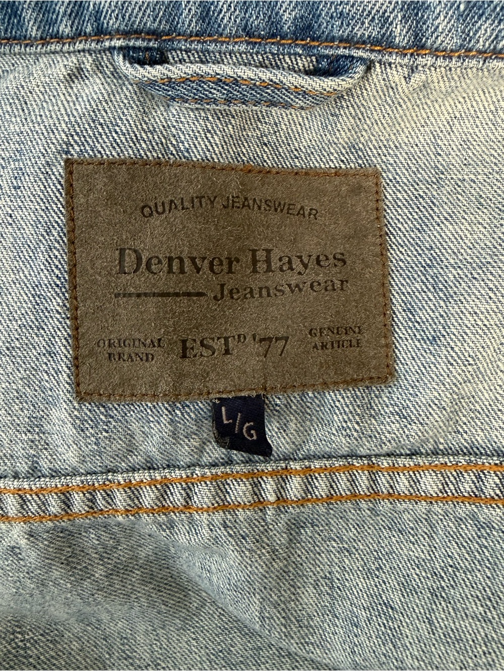 Denver Hayes Denim Jean Jacket. Size Large. - Picture 12 of 12